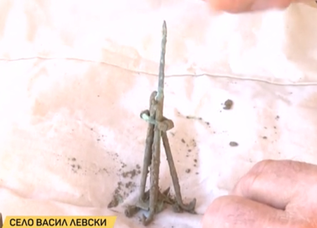 Close up of the bronze mechanism or instrument found in Thracian Temple in Bulgaria