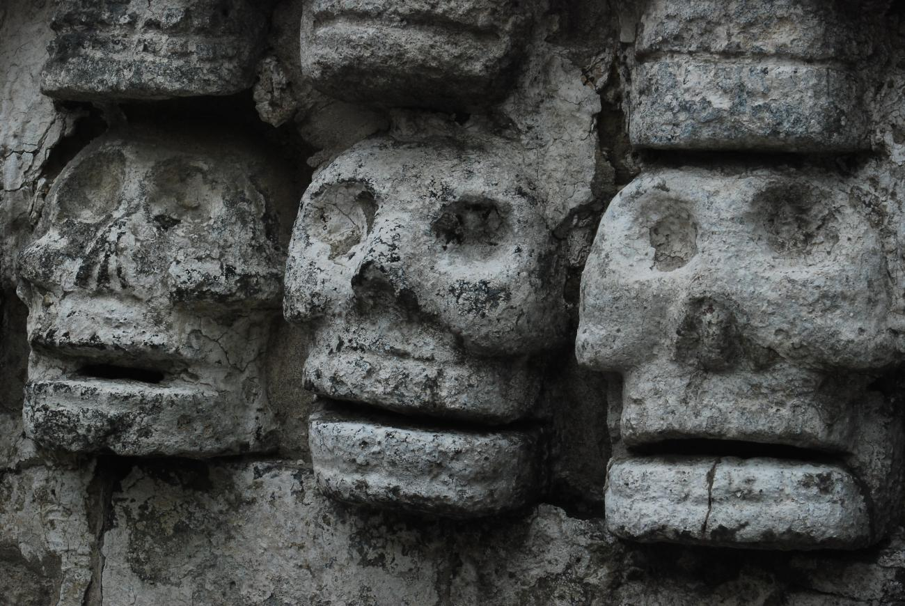 Tzompantli are skull racks used by the Aztecs for displaying human skulls. Instituto Nacional de Antropología e Historia