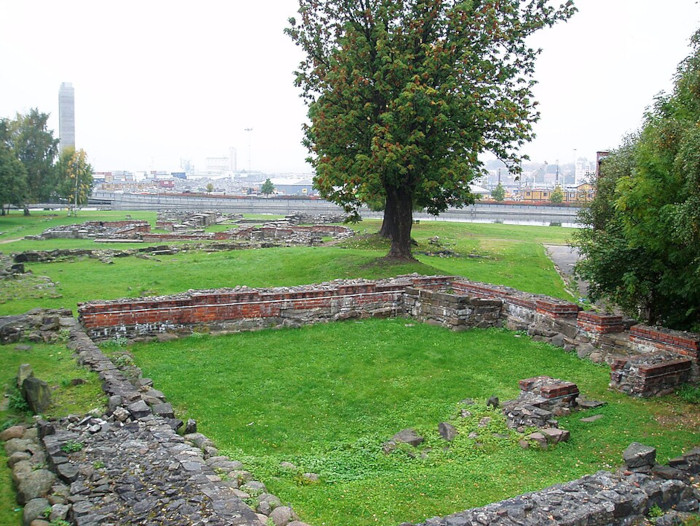 Ruins of the medieval royal residence in Oslo Kongsg&aring;rd estate