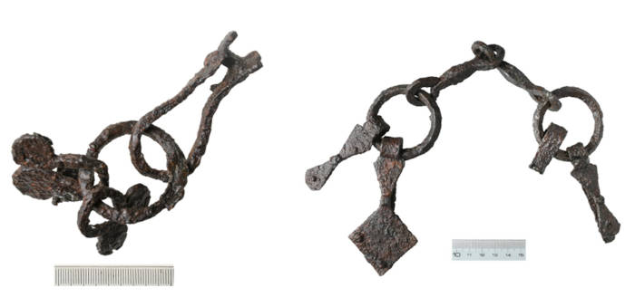 Metal equestrian equipment.