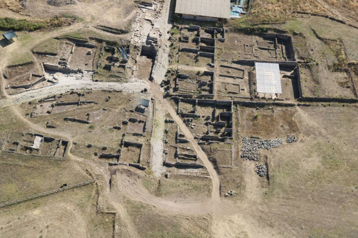 An aerial view of the ancient Roman city of Gabii