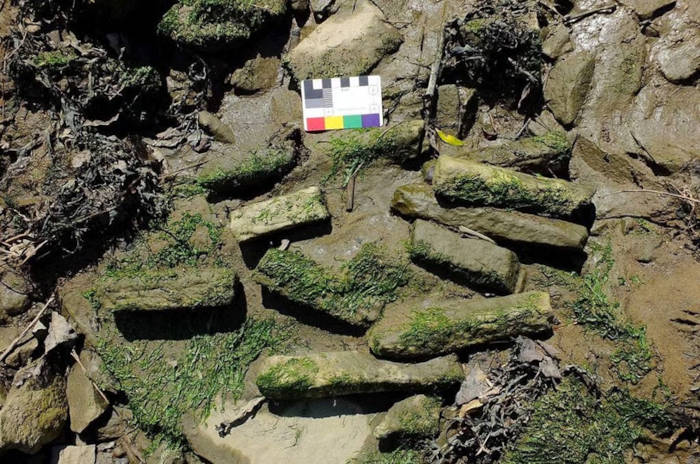 Recovered whetstones showing various stages of production