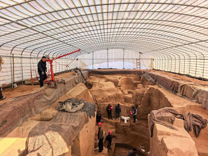 The excavation site of the royal mausoleum zone of the Yin Ruins in Anyang