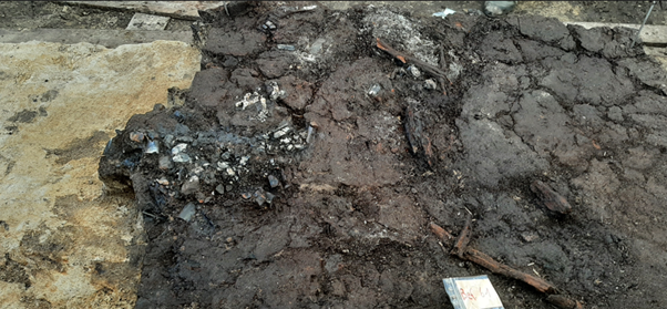 The cremation burial of a Stone Age hunter discovered in 2023 