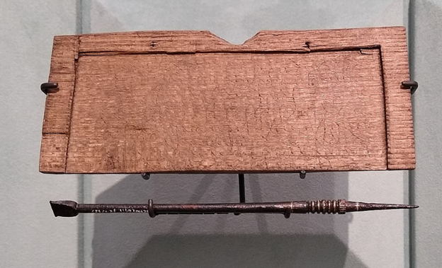 Roman writing tablet and stylus