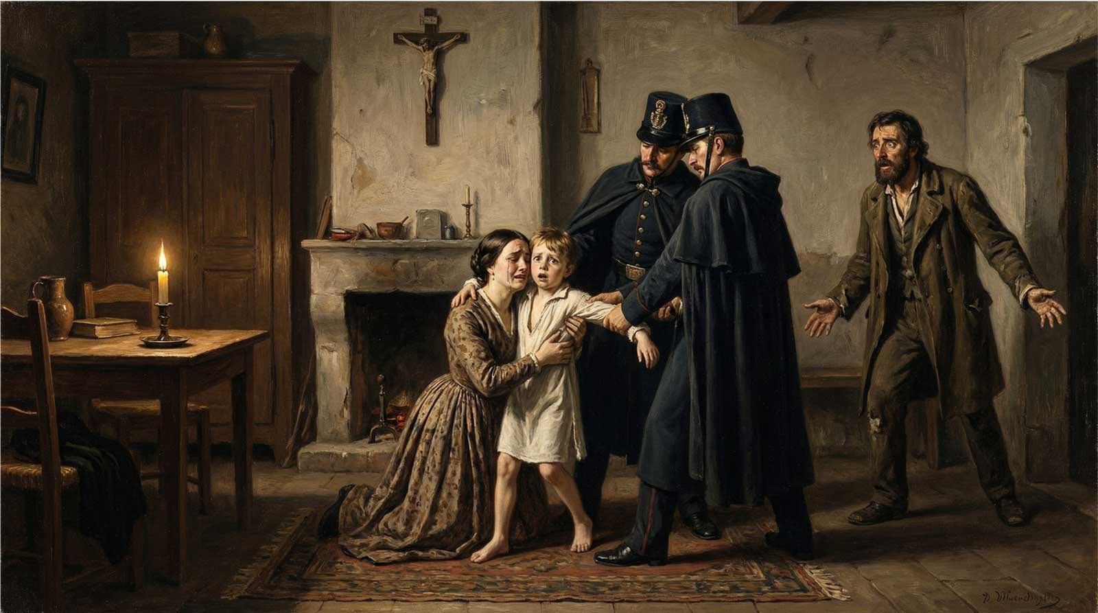 The kidnapping of Edgardo Mortara, 1858. (Image: AI-generated)