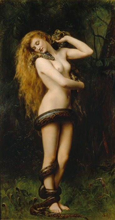 Lilith (1892) por John Collier em Southport Atkinson Art Gallery.