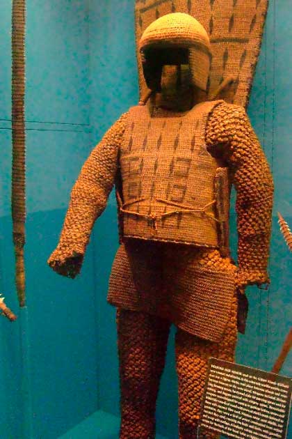 Kiribati armor made of coconut fiber could protect against low-velocity musketballs; however, their culture respected life and settled disputes by merely wounding their opponent (Mary Harrsch / CC BY NC SA 2.0)