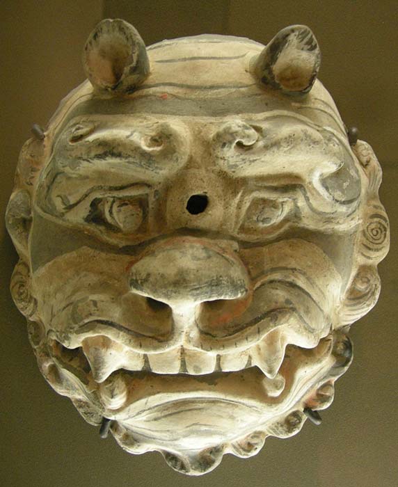 A mask of the Sui Dynasty, which lasted from just 581 to 618 AD