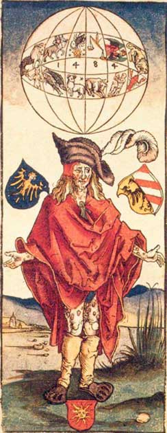 Una ilustración médica atribuida a Albrecht Dürer, que representa a una persona con sífilis. Aquí, se cree que la enfermedad tiene causas astrológicas. (Dominio publico)