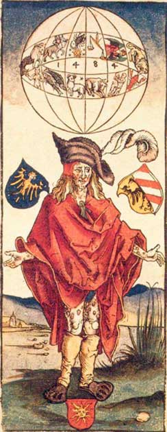 A medical illustration attributed to Albrecht Dürer, depicting a person with syphilis. Here, the disease is believed to have astrological causes. (Public Domain)