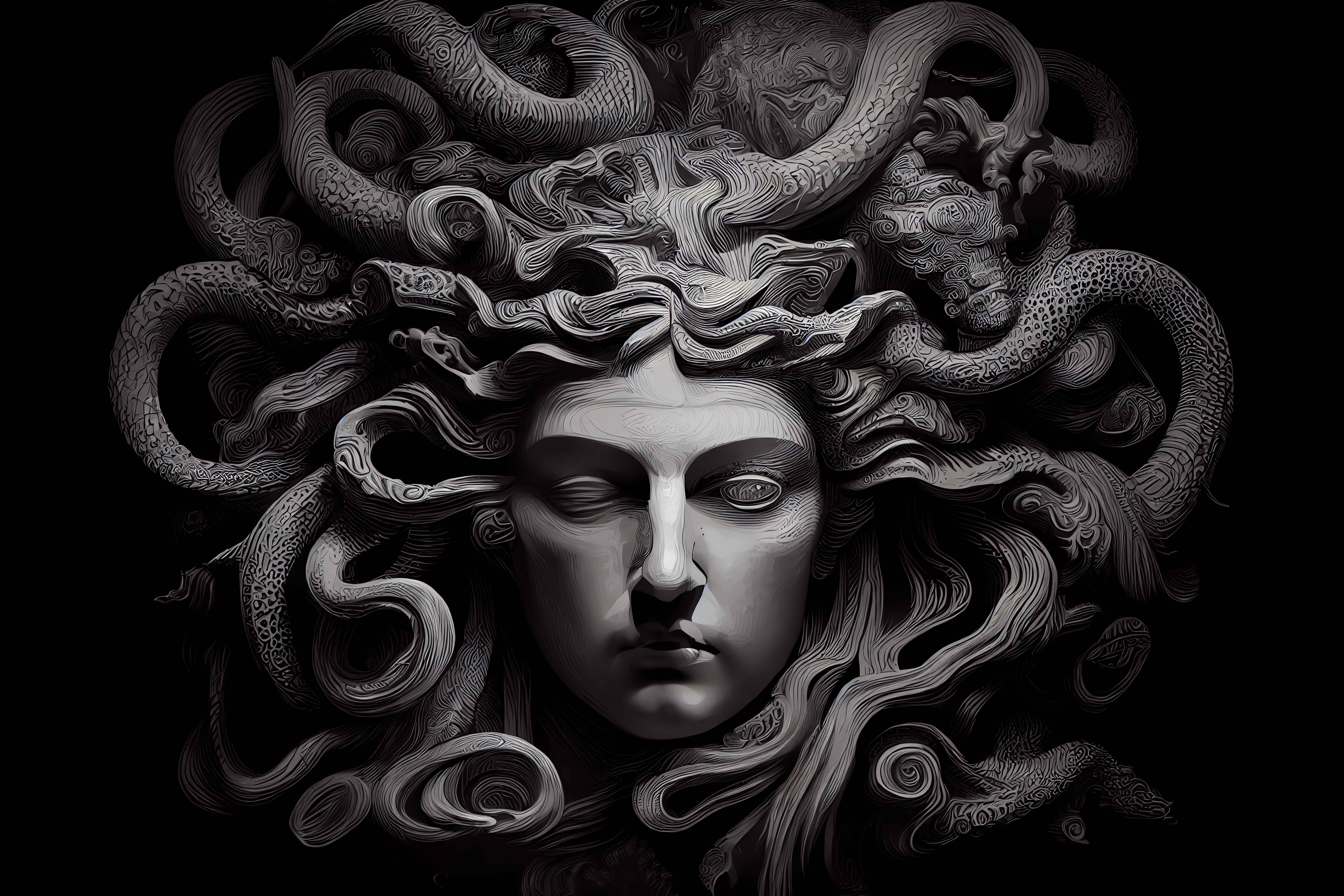 The Classic Depiction Of The Head Of The Gorgon Medusa From Ancient Mythology