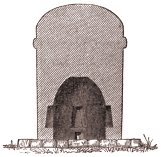 Cutaway drawing showing the beehive construction of a chullpa.