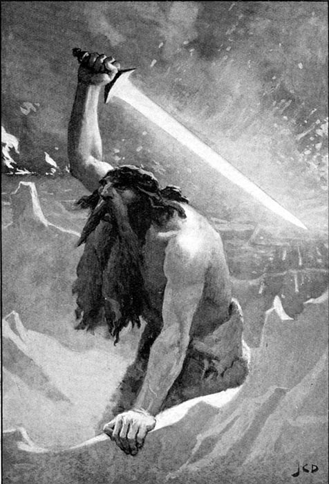 The Devil Giant with the Flaming Sword (1909) by John Charles Dollman.