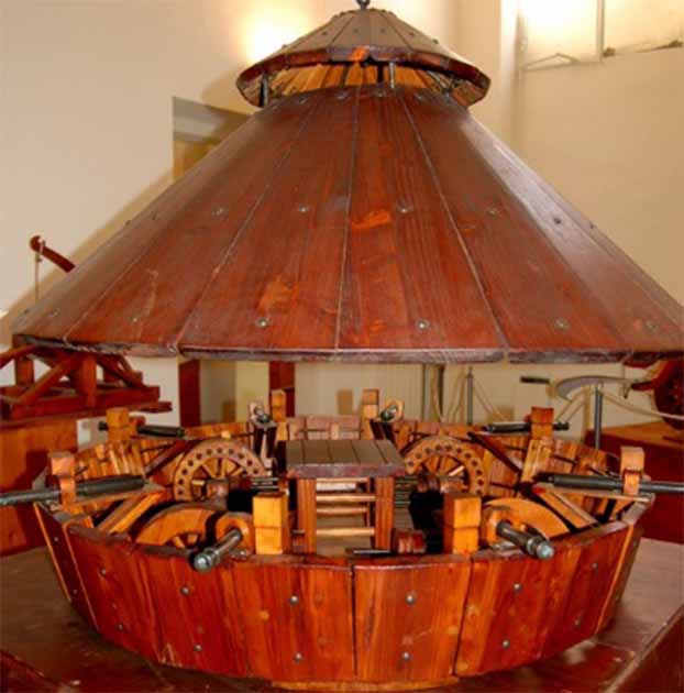 Full size model of da Vinci’s tank (Curious Expeditions / CC BY NC SA 2.0)