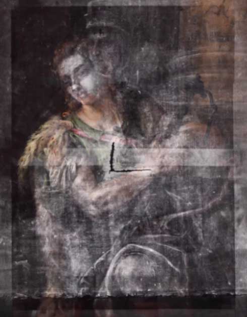 This X-ray of a painting titled David with the Head of Goliath was sold by the Lobkowicz family as an NFT for 25 ethers or 27,767 dollars or 27,238 euros. (House of Lobkowicz)