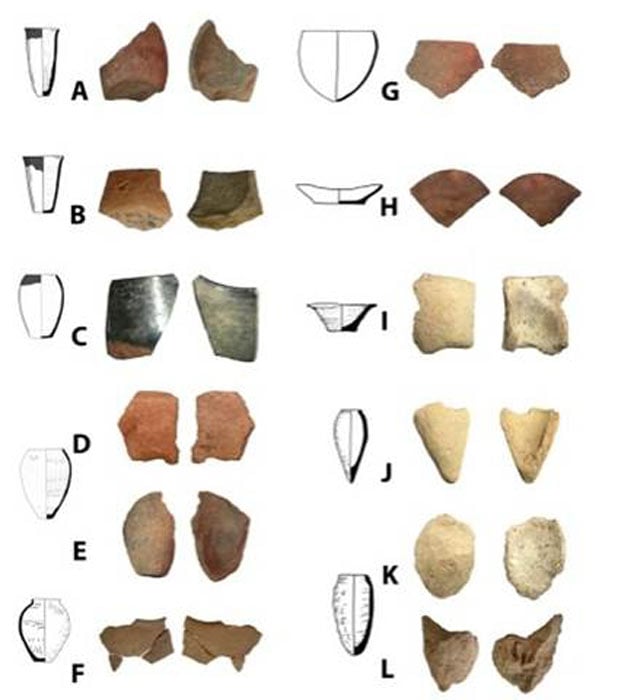 It was pottery fragments like                  these that were analyzed for microfossil residues like                  those left behind by ancient Egyptian beer. (Journal of                  Anthropological Archaeology)
