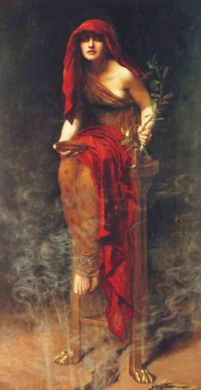 The priestess of the oracle at ancient Delphi, Greece. 