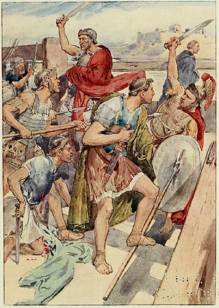The pursuit of Gaius Gracchus, Roman officers were ordered to detain him because he went to Rome to appeal the Senate’s decision regarding supplies for the troops. (Baddu676 / Public Domain)