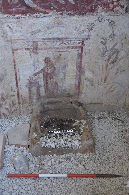 Burnt remnants found atop the Lararium's altar.  (Pompeii Sites)