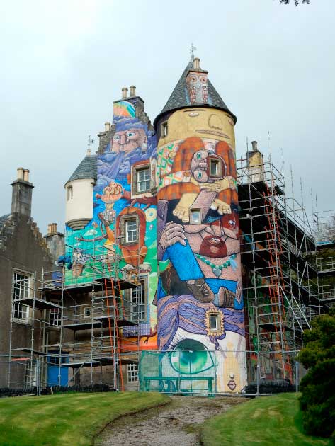 The renowned Brazilian graffiti artists lived at Kelburn Castle for a month while completing their artwork. (BethMoon / CC BY NC 2.0)