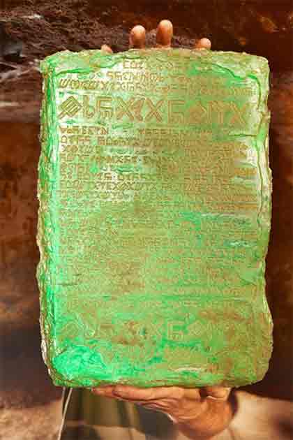 Representational image of the legendary Emerald Tablet, one of the more incredible texts from ancient history. (Couperfield / Adobe Stock)