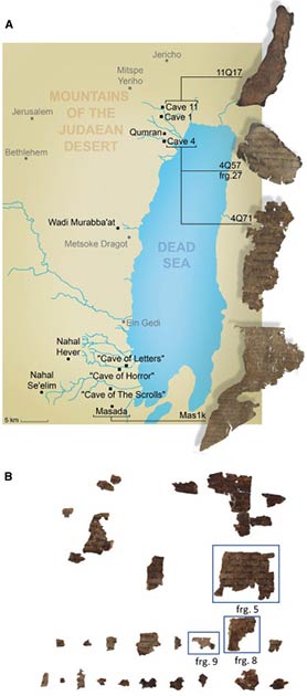 Dead Sea Scroll fragments were found in different locations. (Images are courtesy of the Leon Levy Dead Sea Scrolls Digital Library. Israel Antiquities Authority. Photos: Shai Halevi./ Cell)