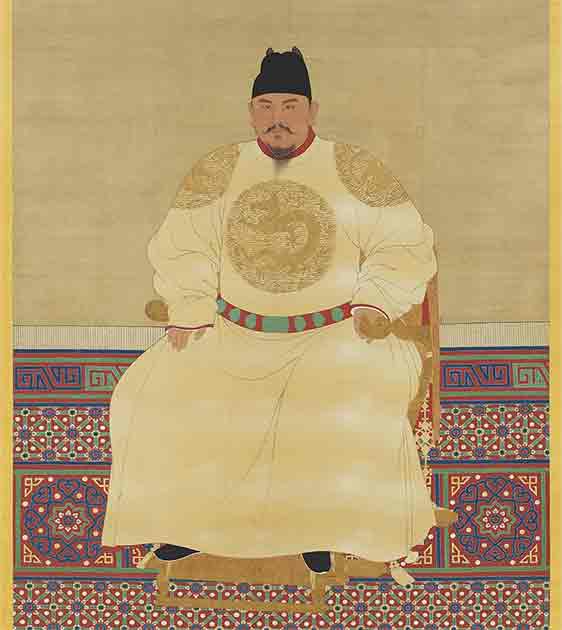 A seated portrait of Zhu Yuanzhang who rose to command the Red Turban Rebellion and later became the Ming Emperor Taizu from 1368 to 1398. (Public domain)