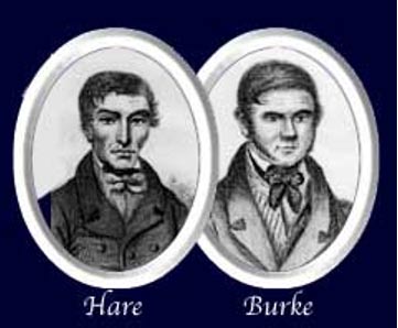 Portraits of serial killers William Hare and William Burke circa 1850.