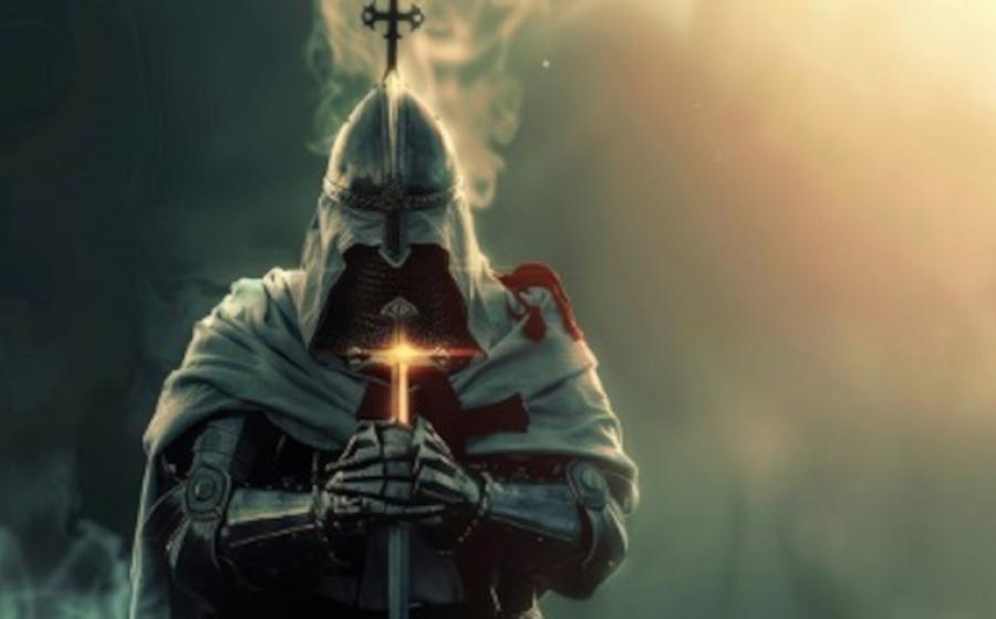 Representational image of a Knights templar in silent prayer.