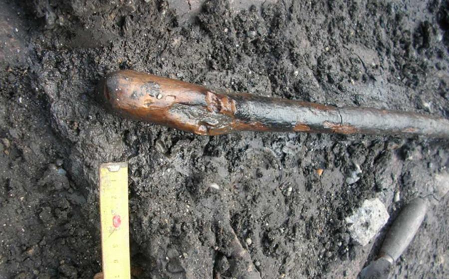 Handle of one of the wooden tools from the Poggetti Vecchi site.