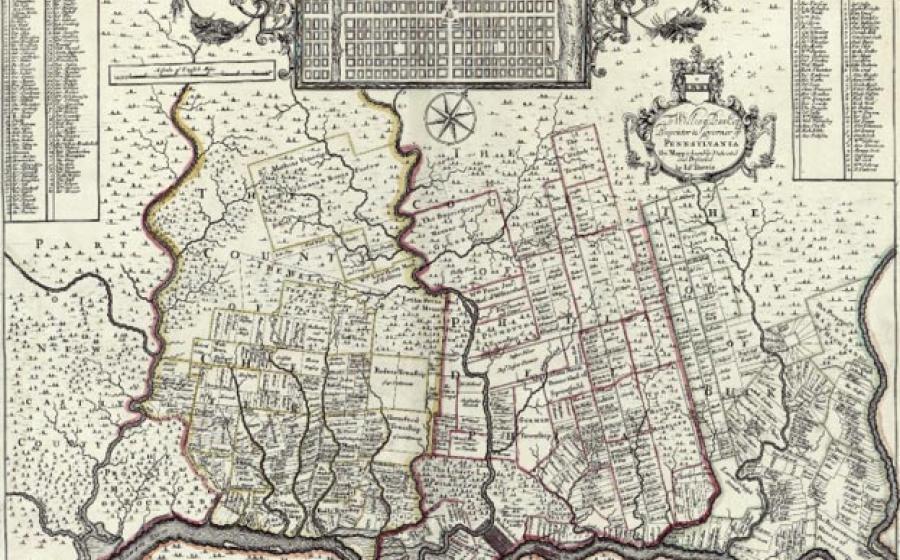 1729 map of New England, New York, New Jersey, and Pennsylvania. Known among cartographic historic as the “Post Map”, this is Herman Moll’s important 1729 map of New England and the adjacent colonies. 