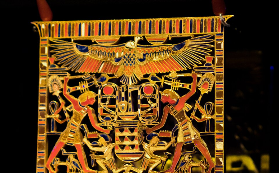 A 12th dynasty Egyptian Middle Kingdom pectoral made of gold and semi-precious stones (carnelian, turquoise, and lapis lazuli) belonging to Mereret, the daughter of King Senusret III and sister of King Amenemhat III