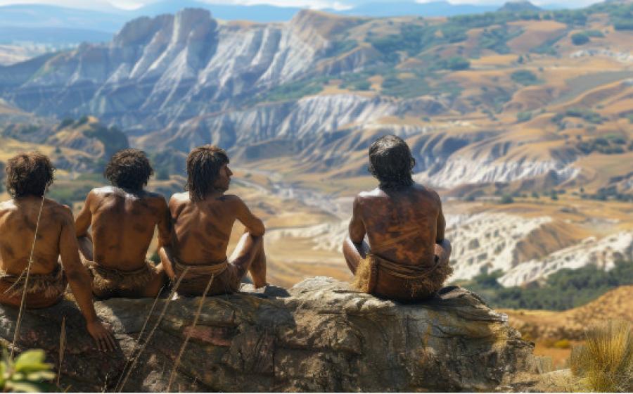 Isolated neanderthal group. AI Generated. 