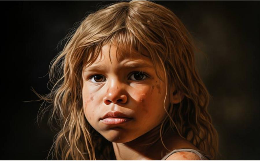 AI image representative of a Neanderthal child.	Source: robert/Adobe Stock