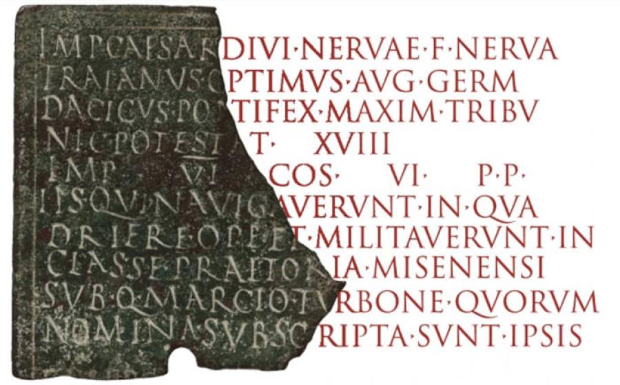 Fragment of a bronze military diploma from Sardinia.