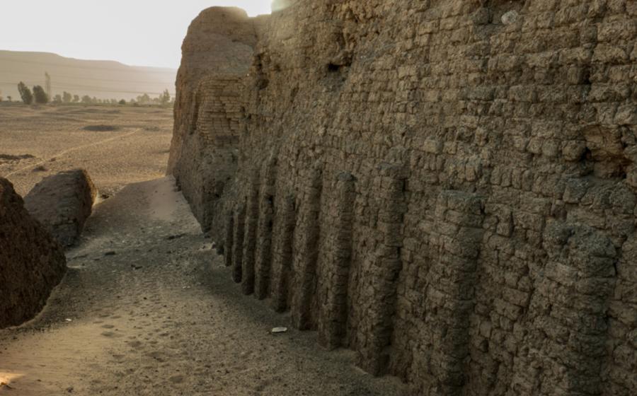 The niched mudbrick funerary enclosure at Abydos, part of the royal cult complex at Umm el-Qaab where Egypt's first kings were buried