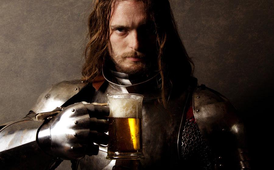 Medieval knight with beer