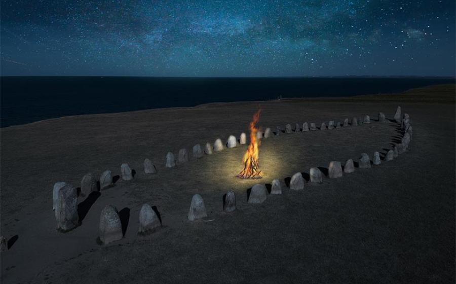 Stone formation Ales Stenar in southern Sweden on the Baltic Sea coast.        Source: Fabian/ Adobe Stock