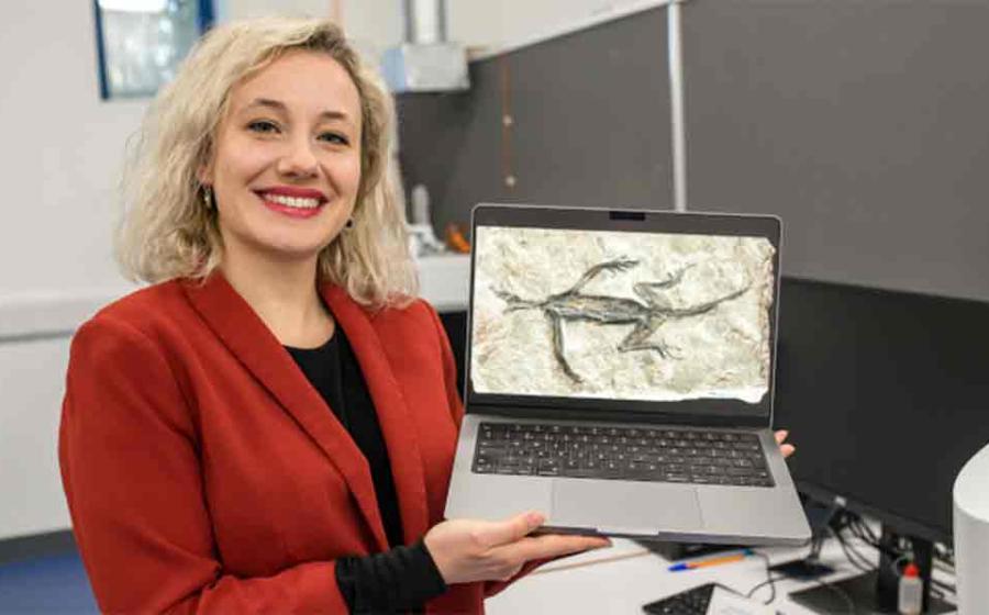 Dr Valentina Rossi of University College Cork, Ireland, who led the research team which discovered that a 280-million-year-old lizard fossil is, in part, a forgery. Source: Zixiao Yang/University College Cork