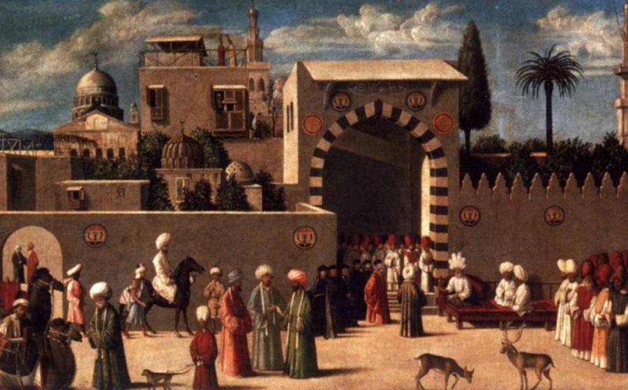 Anonymous Venetian Orientalist painting, The Reception of the Ambassadors in Damascus, 1511, the Louvre.