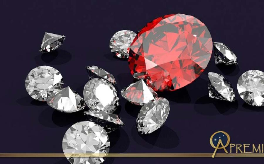 Diamonds and ruby.