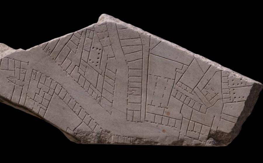 A fragment of the Forma Urbis Romae map 