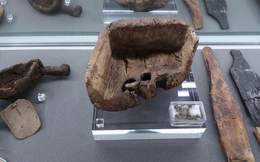 The ancient butter dish found on Loch Tay, Scotland, dating from the Iron Age            Source: Scottish Crannog Centre