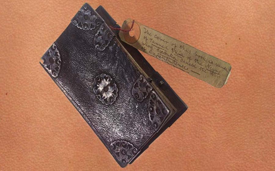 Example of Anthropodermic bibliopegy – an 18-19th century notebook allegedly covered with human skin. 