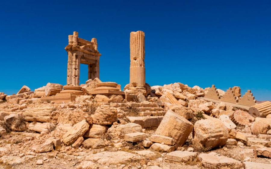 Temple of Bel, an ancient temple in Palmyra, Syria. The temple was destroyed by ISIS in 2015. Source: Janos/Adobe Stock