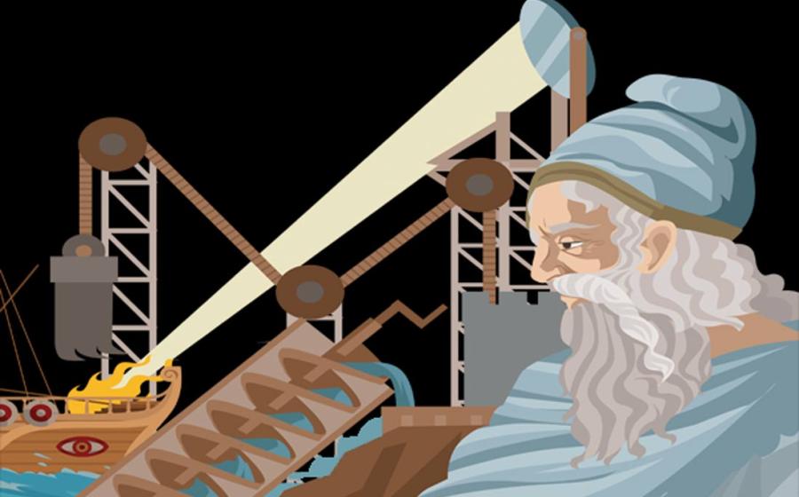 Archimedes with his famous inventions