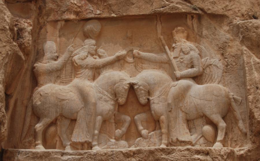 The investiture of Ardashir I, famous carving from Naqsh-e Rustam, Iran. 
