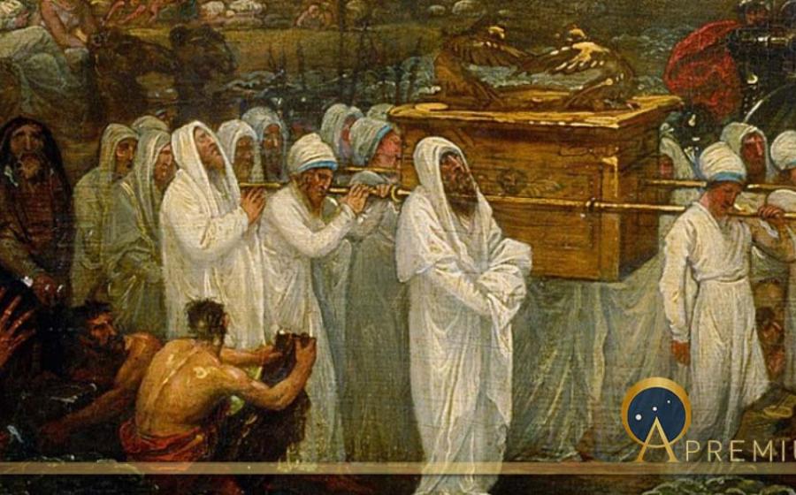 Joshua passing the River Jordan with the Ark of the Covenant by Benjamin West (1800) Art Gallery of New South Wales (Public Domain)