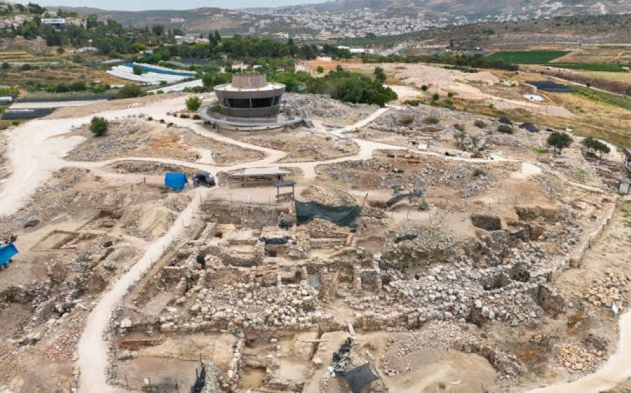 Archaeological excavation at ancient Shiloh showing ongoing dig work at the biblical site where the Tabernacle and Ark of the Covenant is thought to have once stood. 